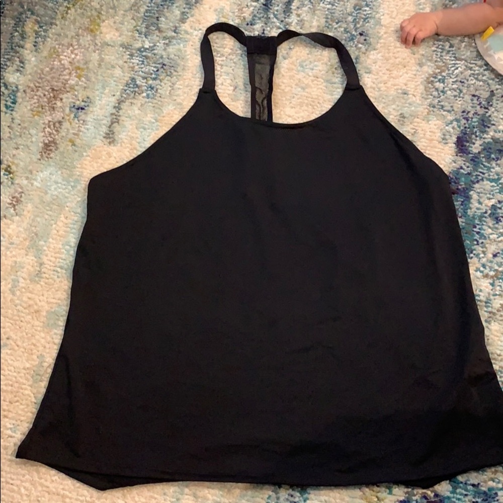 Fabletics black mesh razor back tank